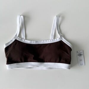 YPB studioFLEX Cami Sports Bra - Brown and White - Size Medium